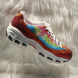 Skechers D'Lites Girls Size 6 Shoes 80537L Sequins Memory Foam EUR 38